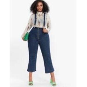 Cropped Flare Leg Suspender Jeans- Size 20